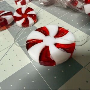 NWT. Christmas crafts lot: Peppermint garland, Clothespins pom poms, buttons